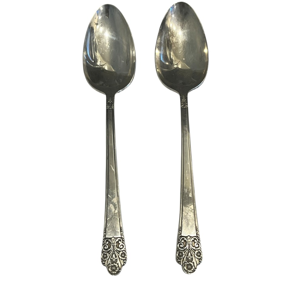 Vintage Rogers & Son Silver Plate Spoons Precious Pattern Floral Set of 2